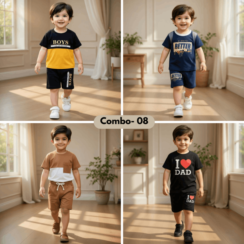 Kids T-Shirt Set Comfortable and stylish kids T-shirt set made from soft, breathable fabric. Perfect for daily wear, playtime, and casual outings with long-lasting quality.