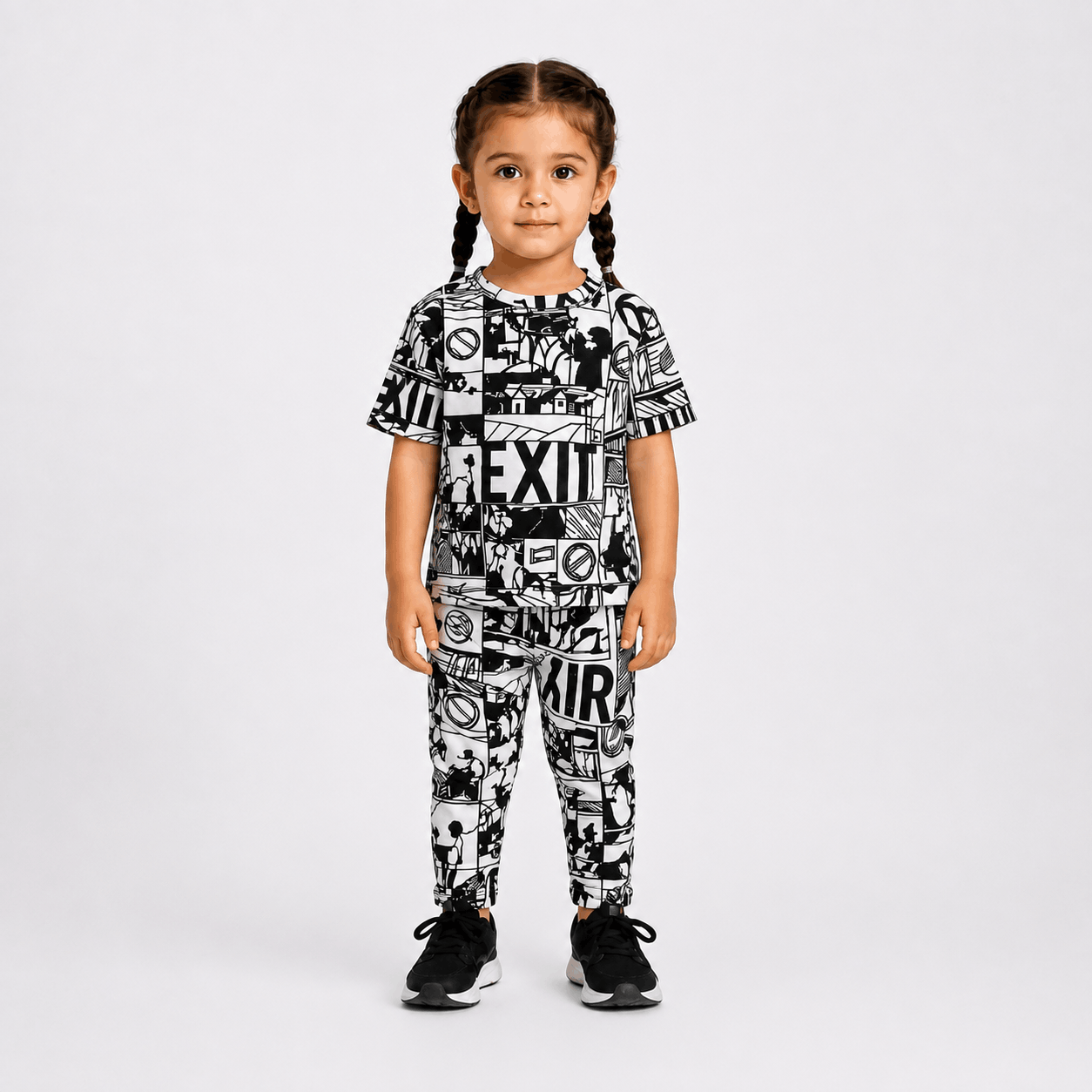 Baby Boy Multicolor Printed T-Shirt + Full Pant Combo (8) (1) ১–১২ বছর বয়সী বাবুদের জন্য মাল্টিকালার টি-শার্ট + ফুল প্যান্ট কম্বো - Image 1